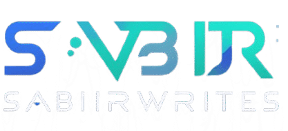 SabirWrites logo with modern typography and creative design symbolizing writing and digital content.