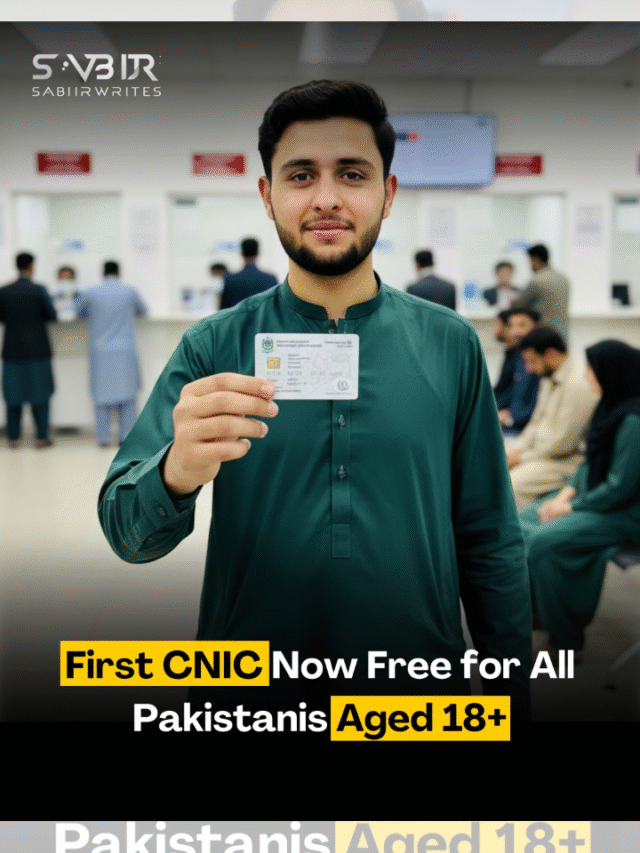 Pakistani citizen receiving first free CNIC at NADRA center